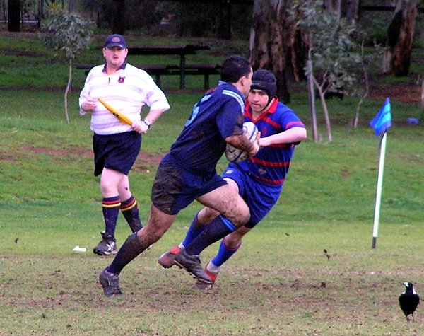 Lee Rebbeck about to tackle